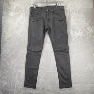 Hudson Jeans men's 35x32 Blinder Biker Gray Denim Tapered Slim Fit Button Fly